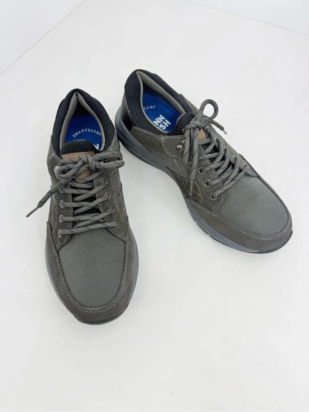 Nunn Bush EXCURSION Charcoal Lite Moc Toe Suede Textile Lace Up Walking Shoe